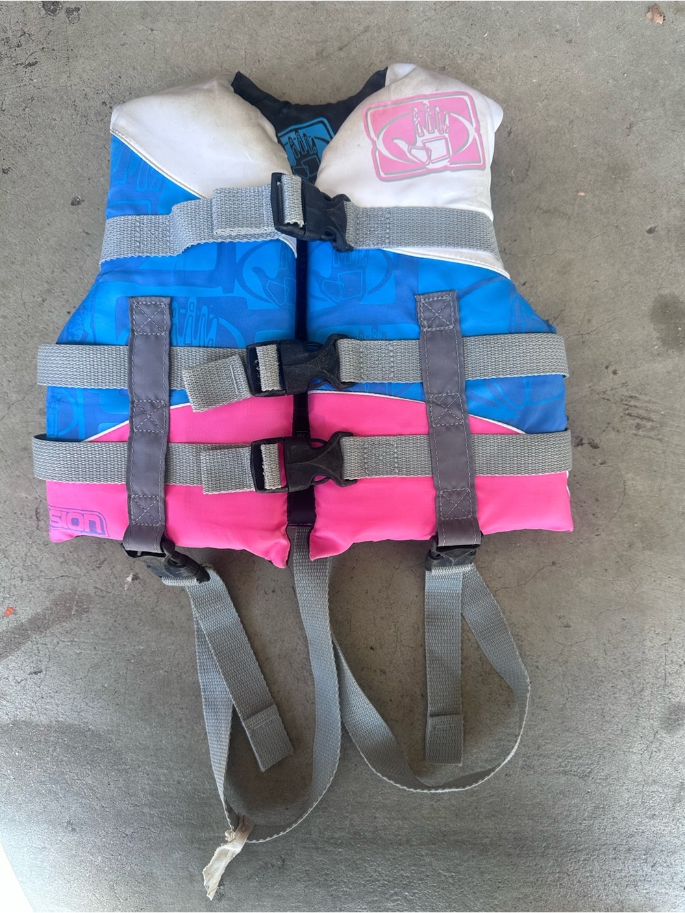 Body Glove Kids Life Jacket Vest — Blue, Pink & White